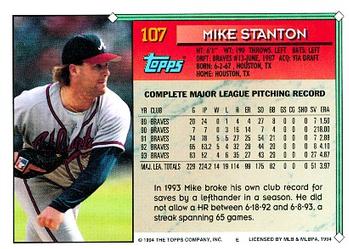 1994 Topps #107 Mike Stanton Back