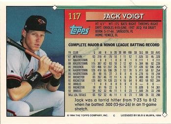 1994 Topps #117 Jack Voigt Back