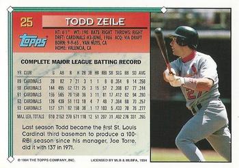 1994 Topps #25 Todd Zeile Back