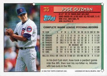 1994 Topps #35 Jose Guzman Back