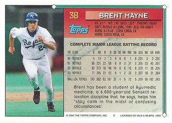 1994 Topps #38 Brent Mayne Back