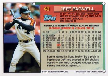 1994 Topps #40 Jeff Bagwell Back