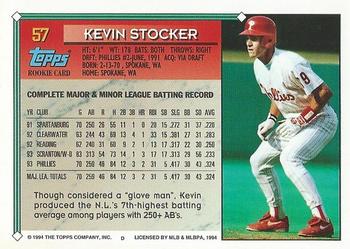 1994 Topps #57 Kevin Stocker Back