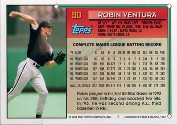 1994 Topps #90 Robin Ventura Back