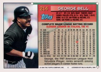 1994 Topps #214 George Bell Back