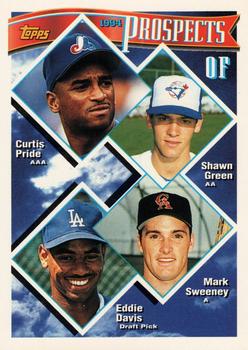 1994 Topps #237 OF Prospects (Curtis Pride / Shawn Green / Mark Sweeney / Eddie Davis) Front
