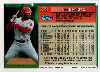 1994 Topps #238 Kim Batiste Back