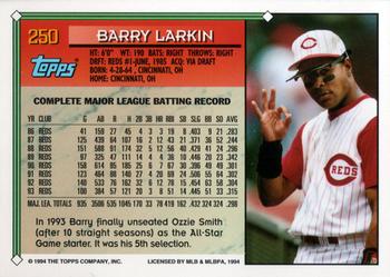 1994 Topps #250 Barry Larkin Back