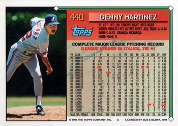 1994 Topps #440 Dennis Martinez Back