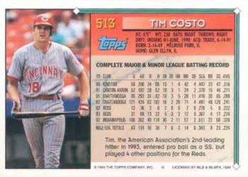 1994 Topps #513 Tim Costo Back