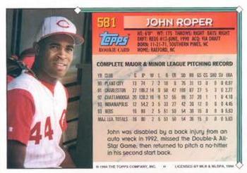 1994 Topps #581 John Roper Back