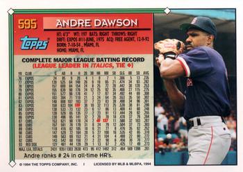 1994 Topps #595 Andre Dawson Back