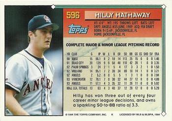 1994 Topps #596 Hilly Hathaway Back