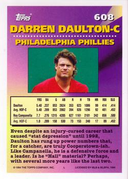 1994 Topps #608 Darren Daulton Back