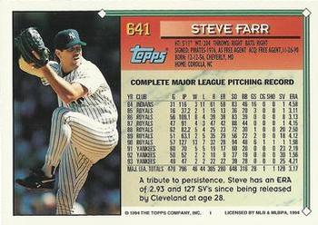 1994 Topps #641 Steve Farr Back