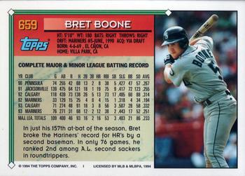1994 Topps #659 Bret Boone Back