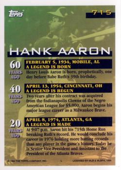 1994 Topps #715 Hank Aaron Back