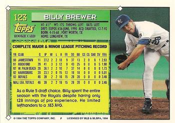 1994 Topps #123 Billy Brewer Back