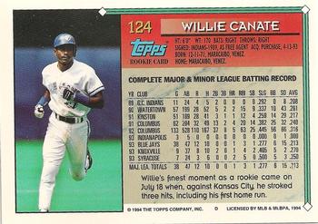 1994 Topps #124 Willie Canate Back