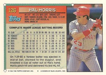 1994 Topps #126 Hal Morris Back