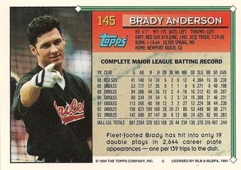 1994 Topps #145 Brady Anderson Back