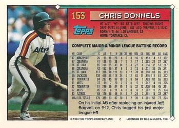 1994 Topps #153 Chris Donnels Back