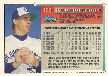 1994 Topps #155 Todd Stottlemyre Back