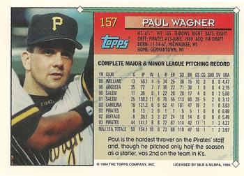 1994 Topps #157 Paul Wagner Back