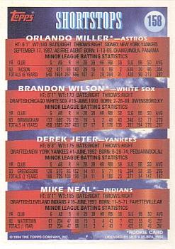 1994 Topps #158 SS Prospects (Orlando Miller / Brandon Wilson / Derek Jeter / Mike Neal) Back
