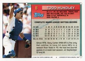 1994 Topps #8 Todd Hundley Back