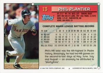 1994 Topps #13 Phil Plantier Back