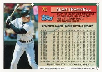 1994 Topps #75 Alan Trammell Back