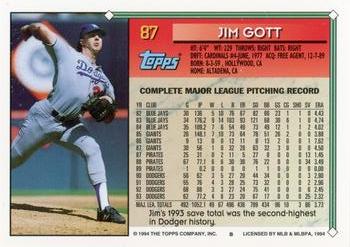 1994 Topps #87 Jim Gott Back