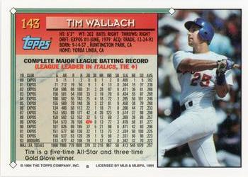 1994 Topps #143 Tim Wallach Back