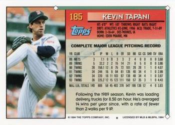 1994 Topps #185 Kevin Tapani Back