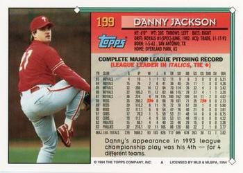 1994 Topps #199 Danny Jackson Back