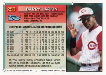 1994 Topps #250 Barry Larkin Back