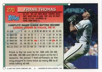 1994 Topps #270 Frank Thomas Back
