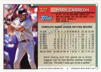 1994 Topps #327 Mark Carreon Back