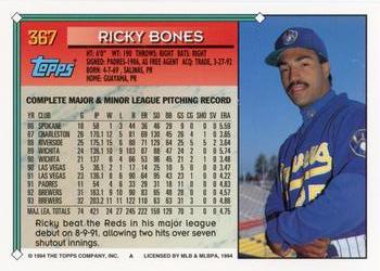 1994 Topps #367 Ricky Bones Back