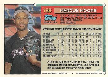 1994 Topps #186 Marcus Moore Back