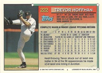 1994 Topps #222 Trevor Hoffman Back