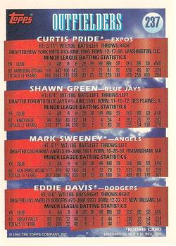 1994 Topps #237 OF Prospects (Curtis Pride / Shawn Green / Mark Sweeney / Eddie Davis) Back