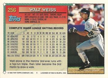 1994 Topps #256 Walt Weiss Back