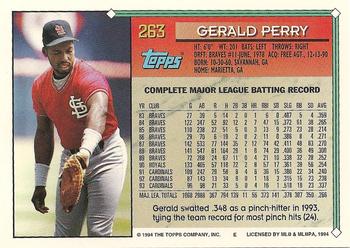 1994 Topps #263 Gerald Perry Back