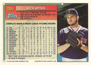 1994 Topps #264 Ken Ryan Back