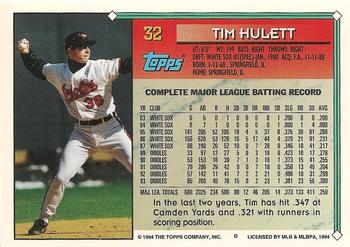 1994 Topps #32 Tim Hulett Back