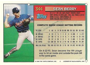 1994 Topps #344 Sean Berry Back