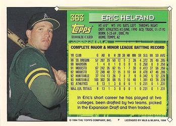 1994 Topps #363 Eric Helfand Back