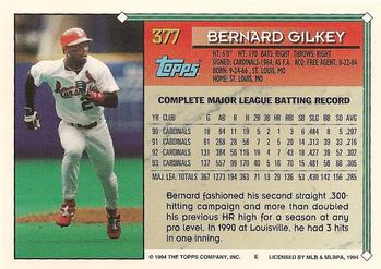 1994 Topps #377 Bernard Gilkey Back